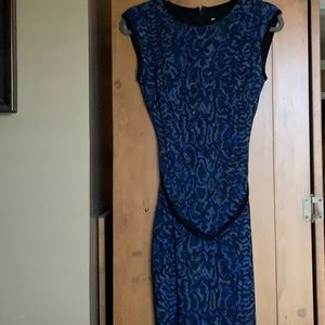 Cache blue and black short sleeve dress